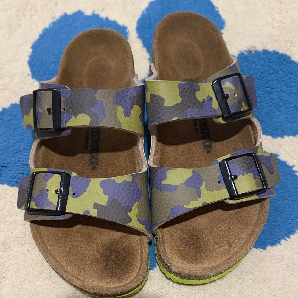 Birkenstock Kids Camouflage Sandals - Green and Blue
